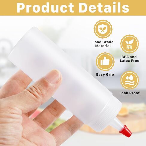 15 PCS Plastic Squeeze Bottles,4 Oz Squeeze Bottle,Food Grade Squeeze Condiment Bottles,Plastic Bottles with Squeeze Red Tip Caps 2 Labels 1 Pen for Sauces Condiments BBQ Arts Crafts in Kuwait