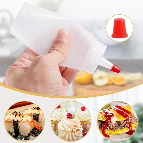 15 PCS Plastic Squeeze Bottles,4 Oz Squeeze Bottle,Food Grade Squeeze Condiment Bottles,Plastic Bottles with Squeeze Red Tip Caps 2 Labels 1 Pen for Sauces Condiments BBQ Arts Crafts in Kuwait