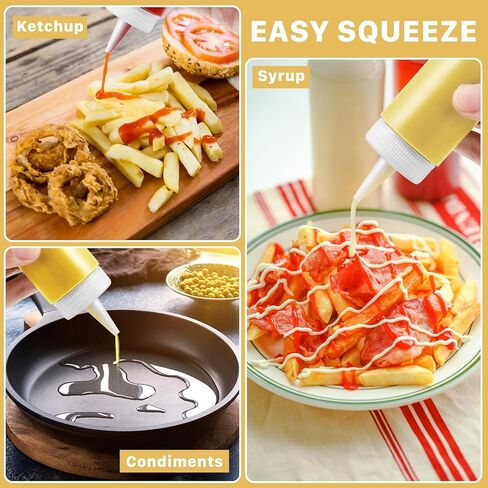 15 PCS Plastic Squeeze Bottles,4 Oz Squeeze Bottle,Food Grade Squeeze Condiment Bottles,Plastic Bottles with Squeeze Red Tip Caps 2 Labels 1 Pen for Sauces Condiments BBQ Arts Crafts in Kuwait