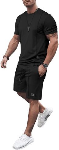 JMIERR Mens 2 Piece Outfits Casual T Shirts Short Sets Summer Tracksuits and Athletic Matching Set with Pockets in Saudi Arabia