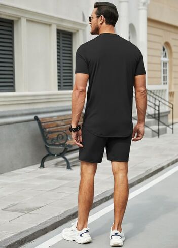 JMIERR Mens 2 Piece Outfits Casual T Shirts Short Sets Summer Tracksuits and Athletic Matching Set with Pockets in Saudi Arabia