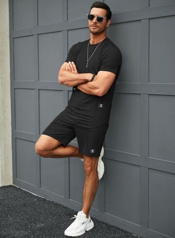 JMIERR Mens 2 Piece Outfits Casual T Shirts Short Sets Summer Tracksuits and Athletic Matching Set with Pockets in Saudi Arabia