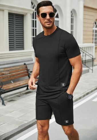 JMIERR Mens 2 Piece Outfits Casual T Shirts Short Sets Summer Tracksuits and Athletic Matching Set with Pockets in Saudi Arabia