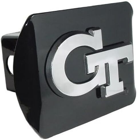 Elektroplate Georgia Tech Yellow Jackets Black Metal Trailer Hitch Cover Chrome Metal with NCAA Logo Fits 2" Receivers in Saudi Arabia