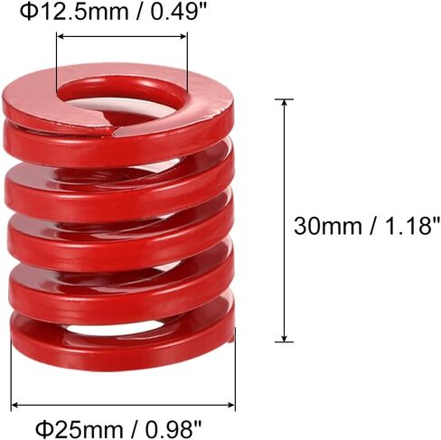 uxcell 3D Printer Die Spring, 5pcs 25mm OD 30mm Long Spiral Stamping Medium Load Compression Mould Die Springs for 3D Printer Electric Part, Red in Saudi Arabia