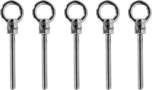 Threaded Eyebolts,Heavy Duty Long Threaded Eye Bolts,Stainless Steel Marine Grade Shoulder Lifting Ring with Nuts Washers 5 Pack M10*120 in Saudi Arabia
