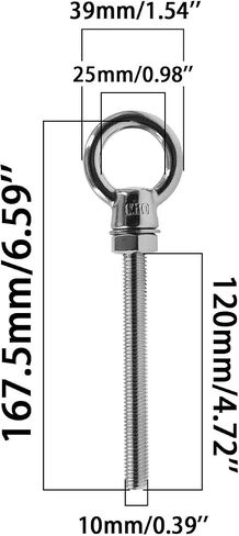 Threaded Eyebolts,Heavy Duty Long Threaded Eye Bolts,Stainless Steel Marine Grade Shoulder Lifting Ring with Nuts Washers 5 Pack M10*120 in Saudi Arabia