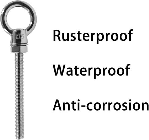 Threaded Eyebolts,Heavy Duty Long Threaded Eye Bolts,Stainless Steel Marine Grade Shoulder Lifting Ring with Nuts Washers 5 Pack M10*120 in Saudi Arabia