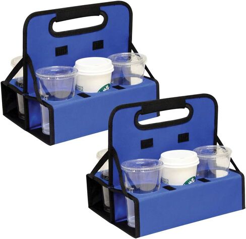 Preferred Nation Reusable Cup Carrier/Caddy (Set of 2), Holds 6 Soda Coffee Cups or Cans, Sturdy Frame and Solid Base, Foldable Convenient Easy to Carry | Great for Food Delivery in Saudi Arabia