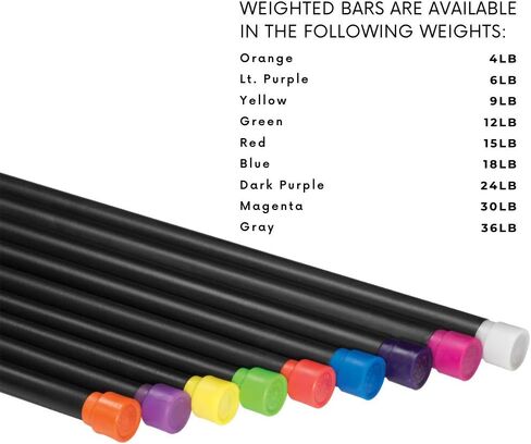 Body-Solid Rubber Padded Weighted Bar - Stretching Weight Exercise Bars for Physical Therapy, Body Toning, Aerobics, Yoga, Pilates in Kuwait