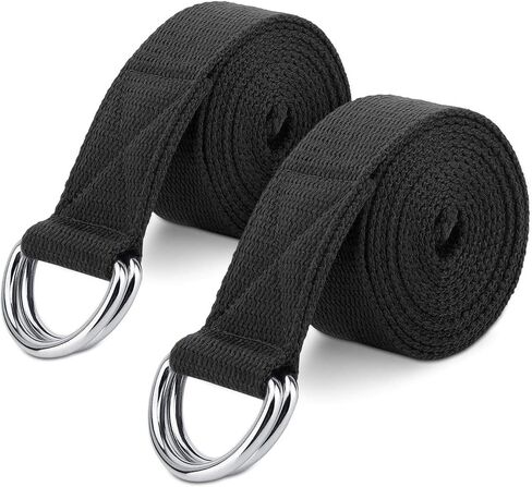 MoKo Yoga Strap Belt [2 Pack], Stretching Exercise Fitness Bands 6ft, Made with Durable Cotton Soft with Metal D-Ring Buckle, Best for Holding Poses, Physical Therapy, Pilates, Increase Flexibility in Saudi Arabia