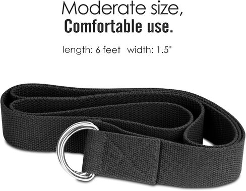 MoKo Yoga Strap Belt [2 Pack], Stretching Exercise Fitness Bands 6ft, Made with Durable Cotton Soft with Metal D-Ring Buckle, Best for Holding Poses, Physical Therapy, Pilates, Increase Flexibility in Saudi Arabia