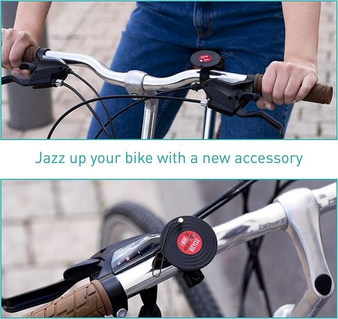 التسجيل: جرس دراجة على شكل سجل من الفينيل على الطراز القديم | جرس الدراجة للمقود مع محولين ليناسب الدراجات المختلفة | ملحقات الدراجات لدراجات الكبار ودراجات الأطفال على حد سواء | بواسطة بيليج ديزاين in Kuwait