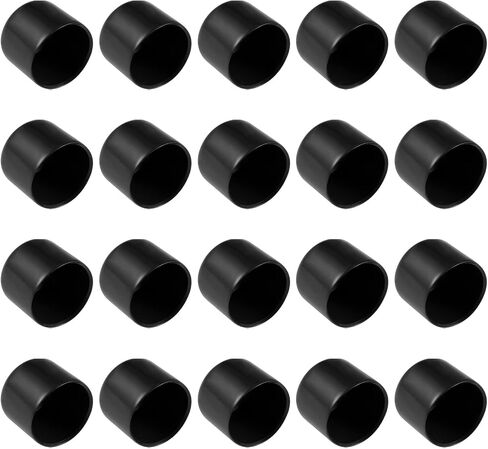 20 Pack Rubber End Caps - Round Protectors Apply to Outdoor Screws Thread (25mm ID, Black) in Kuwait