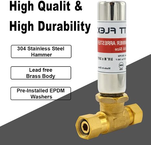 Stainless Steel Water Hammer Arrestor 3/8" male compression and 3/8" female compression For For Dishwasher and Toilet Stop Hammering Reduce Banging in Kuwait