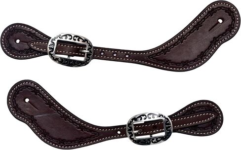 Deep, Intricated Barbed Wire Hand Tooled Headstall with Engraved Designer Buckles. in Saudi Arabia