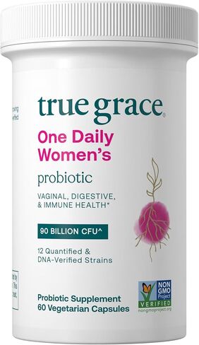 True Grace One Daily Women’s Probiotic - 60 Vegetarian Capsules - Digestive, Vaginal & Immune Health - Organic, Gluten Free, Dairy Free, Soy Free - 60 Servings in Saudi Arabia