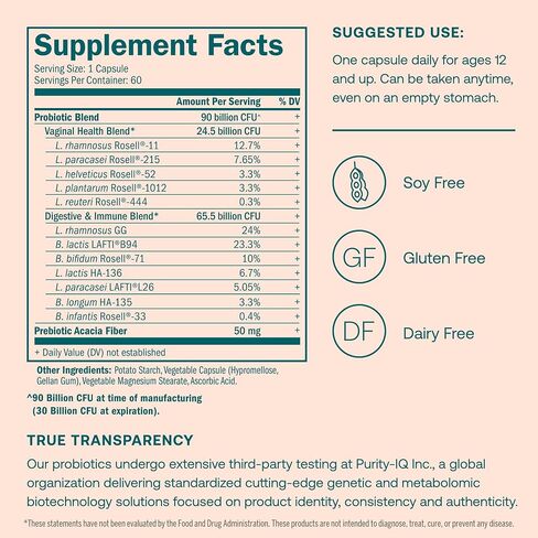 True Grace One Daily Women’s Probiotic - 60 Vegetarian Capsules - Digestive, Vaginal & Immune Health - Organic, Gluten Free, Dairy Free, Soy Free - 60 Servings in Saudi Arabia