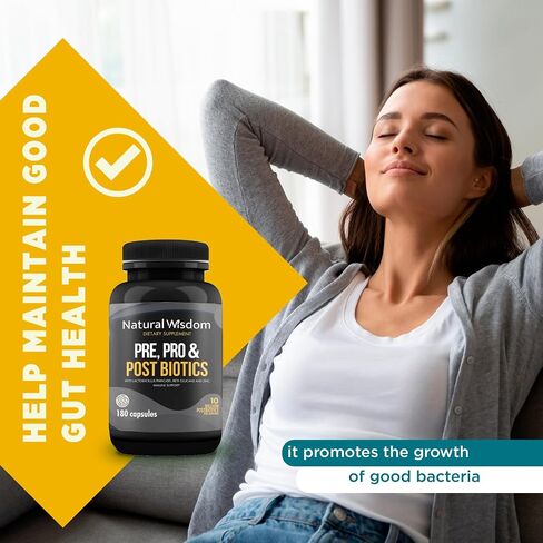 NW Pre Pro & Post Biotics for Women & Men, Support Gut & Digestive Health, Prebiotics and Probiotics 10B CFU Postbiotics 10B CFU | 180 capsules in Saudi Arabia