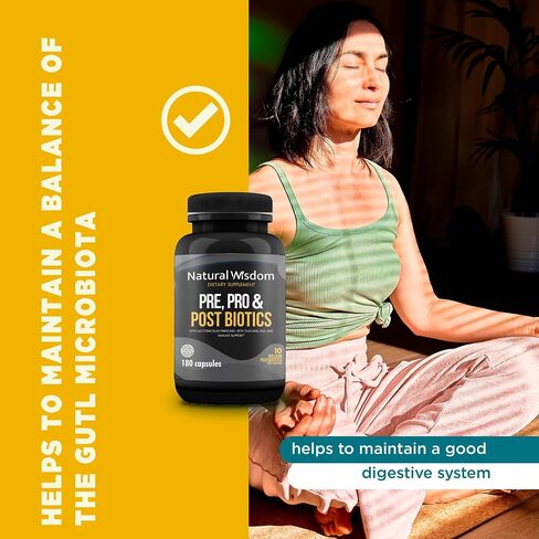 NW Pre Pro & Post Biotics for Women & Men, Support Gut & Digestive Health, Prebiotics and Probiotics 10B CFU Postbiotics 10B CFU | 180 capsules in Saudi Arabia
