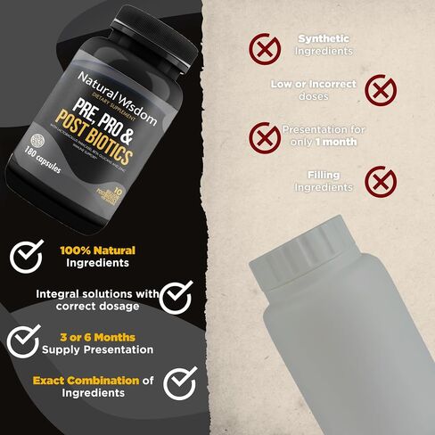 NW Pre Pro & Post Biotics for Women & Men, Support Gut & Digestive Health, Prebiotics and Probiotics 10B CFU Postbiotics 10B CFU | 180 capsules in Saudi Arabia