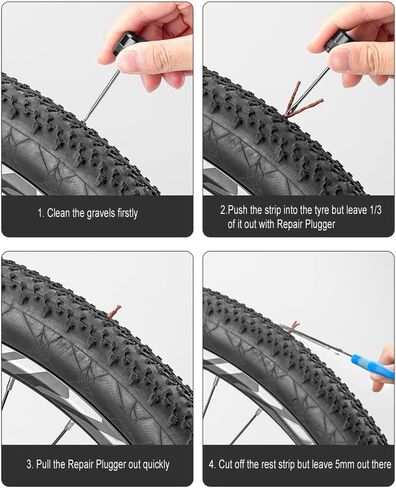 20 قطعة لمقاسين من طقم إصلاح إطارات الدراجة بدون أنبوب، شرائط إعادة تعبئة الحبل، سدادات 1.5 مم 3.5 مم، ثقب الطوارئ المسطح لدراجات الطرق والدراجات الجبلية in Kuwait