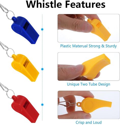 8Pcs Plastic Whistles with Lanyard Coaches Whistle Bulk with Loud Crisp for Kids Adult Coach, Referee, Teachers, Lifeguard, School, Soccer, Emergency (Multicolor) in Saudi Arabia