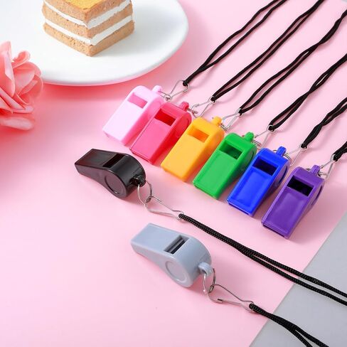 8Pcs Plastic Whistles with Lanyard Coaches Whistle Bulk with Loud Crisp for Kids Adult Coach, Referee, Teachers, Lifeguard, School, Soccer, Emergency (Multicolor) in Saudi Arabia