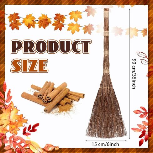 مكنسة القرفة 35 بوصة، مكنسة القرفة التقليدية، مكنسة القرفة المعطرة يدويًا لحماية الباب، ديكور مكنسة هيذر الساحرة لعطلة ريفية، الهالوين، الخريف in Kuwait