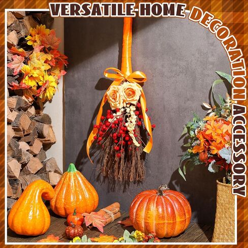 مكنسة القرفة 35 بوصة، مكنسة القرفة التقليدية، مكنسة القرفة المعطرة يدويًا لحماية الباب، ديكور مكنسة هيذر الساحرة لعطلة ريفية، الهالوين، الخريف in Kuwait