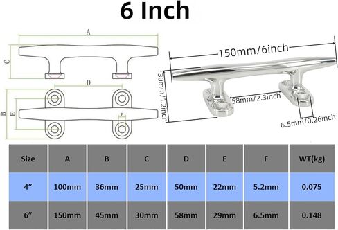 Boat Dock Cleat, Heavy Rope Boat Open Base Cleat, 316 Stainless Steel Mooring Dock Cleat with Screw for Boat, Deck, Hook, Yacht, 4Inch /6Inch 2Pack in Saudi Arabia
