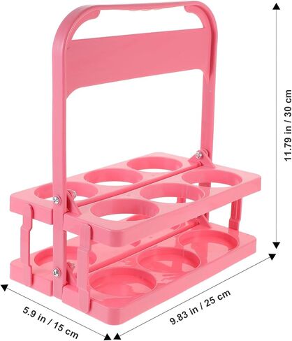 Kichvoe Drink Carrier with Handle, Foldable Plastic Beverage Carrier 6 Cups Reusable Beer Bottle Drink Carriers Holder for Deliverys Catering Restaurant Pink in Saudi Arabia