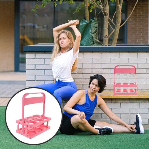 Kichvoe Drink Carrier with Handle, Foldable Plastic Beverage Carrier 6 Cups Reusable Beer Bottle Drink Carriers Holder for Deliverys Catering Restaurant Pink in Saudi Arabia