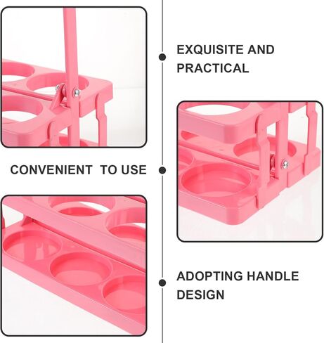 Kichvoe Drink Carrier with Handle, Foldable Plastic Beverage Carrier 6 Cups Reusable Beer Bottle Drink Carriers Holder for Deliverys Catering Restaurant Pink in Saudi Arabia