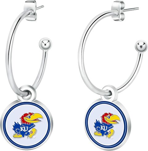 NCAA Kansas Jayhawks Half Hoop Earrings,Silver in Saudi Arabia