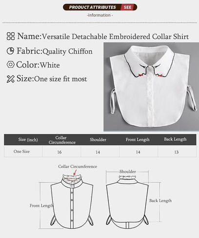 GUZOSJO Pearl Detachable White Collar Shirt,Dickey Half Blouse False Collar for Lady Girls in Saudi Arabia
