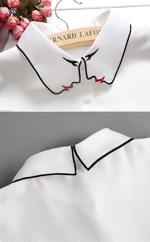 GUZOSJO Pearl Detachable White Collar Shirt,Dickey Half Blouse False Collar for Lady Girls in Saudi Arabia