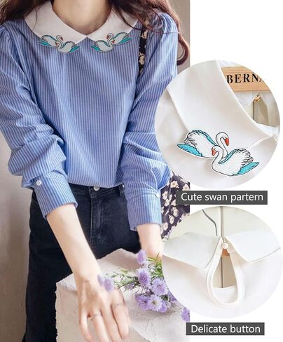 GUZOSJO Pearl Detachable White Collar Shirt,Dickey Half Blouse False Collar for Lady Girls in Saudi Arabia