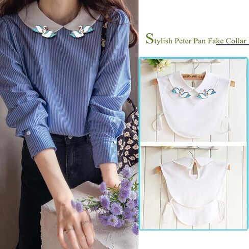 GUZOSJO Pearl Detachable White Collar Shirt,Dickey Half Blouse False Collar for Lady Girls in Saudi Arabia