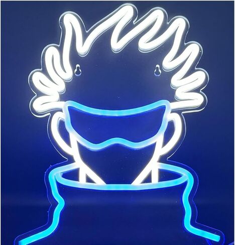 ديكور زينين | لوحة فنية جدارية LED من Gojo - مصنوعة يدويًا - ديكورات - خلفيات يابانية - ملحقات الرسوم المتحركة Jujutsu وغرفة النوم وهدية عيد الميلاد، أسود in Kuwait