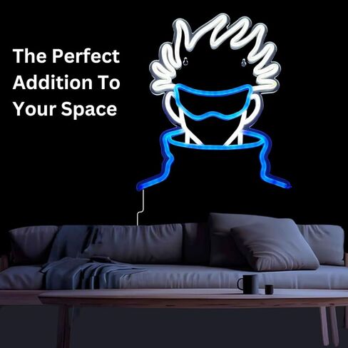 ديكور زينين | لوحة فنية جدارية LED من Gojo - مصنوعة يدويًا - ديكورات - خلفيات يابانية - ملحقات الرسوم المتحركة Jujutsu وغرفة النوم وهدية عيد الميلاد، أسود in Kuwait