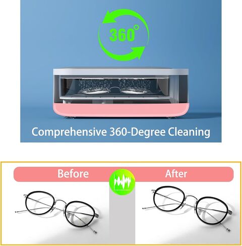 Ultrasonic Jewelry Cleaner, Professional Ultrasonic Cleaner Machine for Eye Glasses, Ring, Earring, Necklaces, Watch Strap, Makeup Brush-Pink in Saudi Arabia