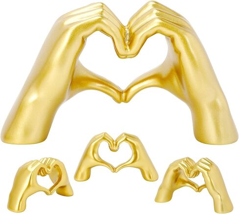 الذهب القلب الأيدي النحت شكل قلب الحب إصبع اليد لفتة التماثيل نيك المواهب ديكور المنزل للرفوف ديكور عيد الشكر هدايا عيد الحب (قلب الحب) in Kuwait