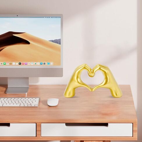 الذهب القلب الأيدي النحت شكل قلب الحب إصبع اليد لفتة التماثيل نيك المواهب ديكور المنزل للرفوف ديكور عيد الشكر هدايا عيد الحب (قلب الحب) in Kuwait