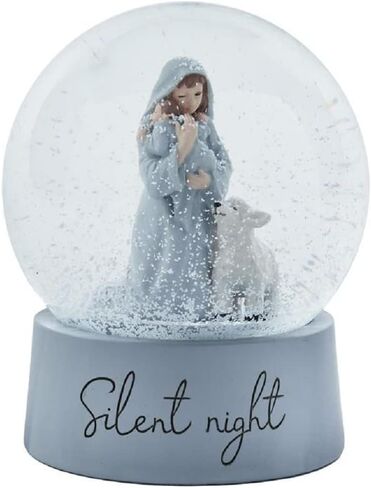 Blossom Bucket Mary Cradling Baby Jesus with Sheep Snow Globe in Kuwait