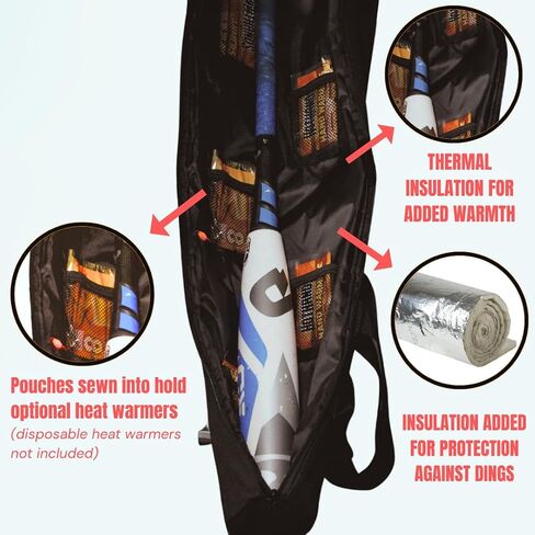 KRATO Sports Baseball Softball Batting Bat Bag Backpack - T-Ball Bat Equipment - Bat Warmer bag for Baseball - Baseball Backpack for Youth and Adults Batting Bag - Black in Saudi Arabia