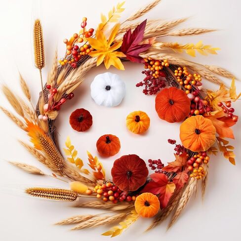 Jenaai 32 Pcs Assorted Faux Harvest Pumpkin Decor Velvet Fabric Pumpkins Fake Pumpkins Foam Pumpkins for Farmhouse Halloween Fall Weddings Thanksgiving Centerpieces Table Baby Shower (4 Color) in Saudi Arabia