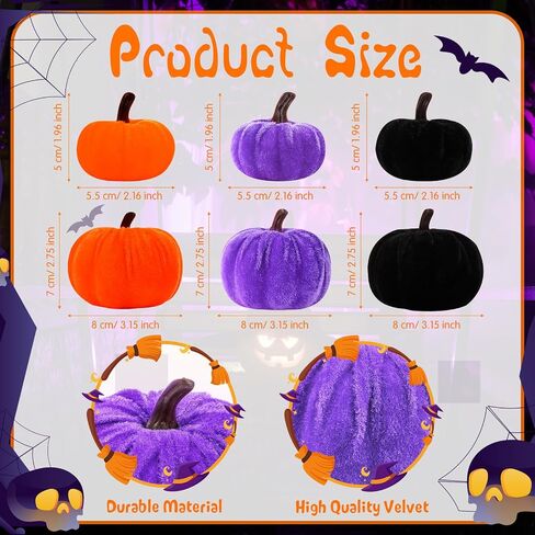 Jenaai 32 Pcs Assorted Faux Harvest Pumpkin Decor Velvet Fabric Pumpkins Fake Pumpkins Foam Pumpkins for Farmhouse Halloween Fall Weddings Thanksgiving Centerpieces Table Baby Shower (4 Color) in Saudi Arabia