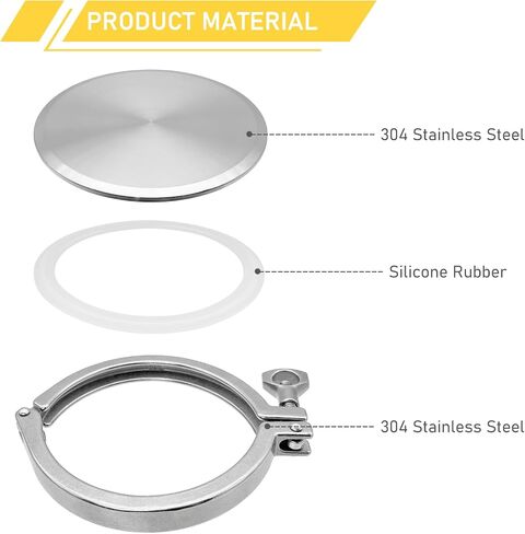 4 Inch Tri Clamp End Cap with 4" Tri-Clamp and Silicone Gasket 304 Stainless Steel Sanitary Fittings TC Caps Quick Connect Kit 2PCS in Saudi Arabia