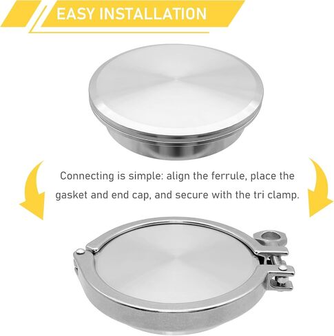 4 Inch Tri Clamp End Cap with 4" Tri-Clamp and Silicone Gasket 304 Stainless Steel Sanitary Fittings TC Caps Quick Connect Kit 2PCS in Saudi Arabia